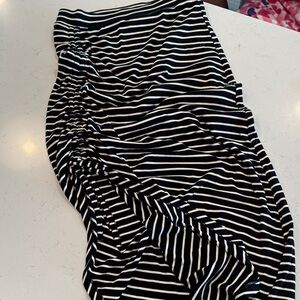 LNA Black and White Striped Pencil Skirt